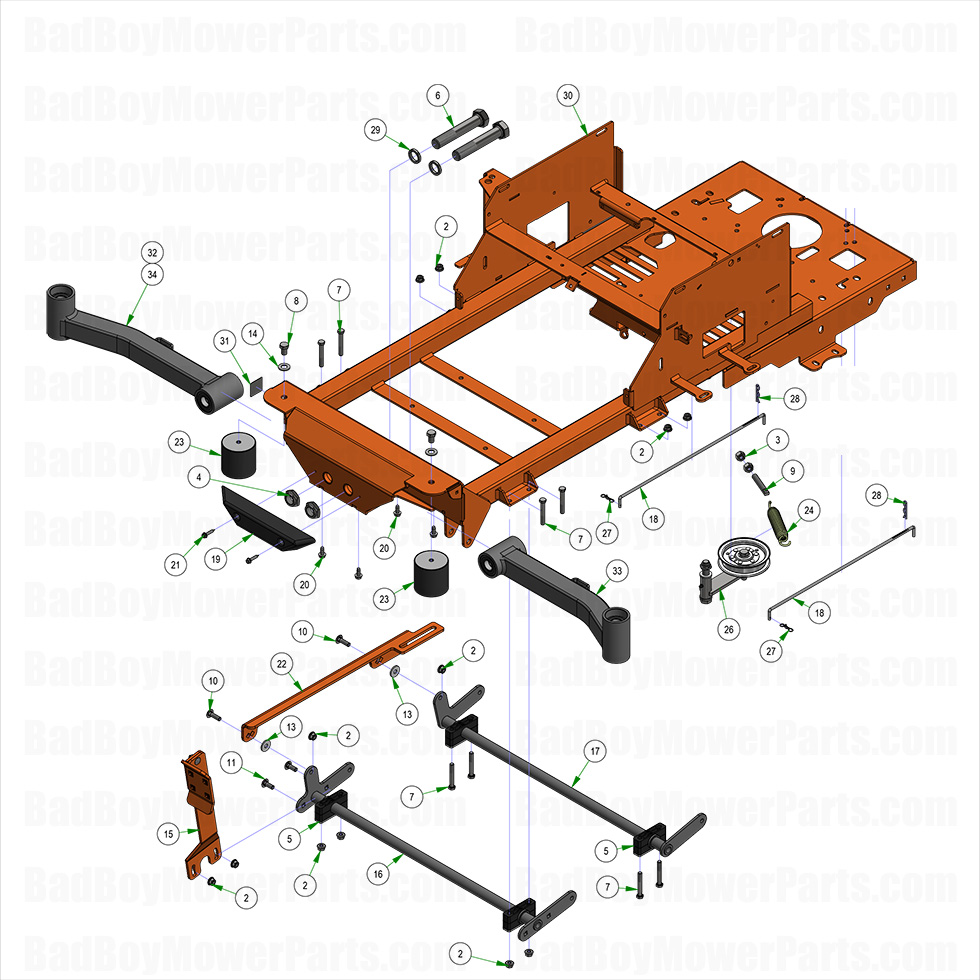 4002 - Bad Boy Mower Parts Lookup > 2025 > ZT Elite > Lower Frame